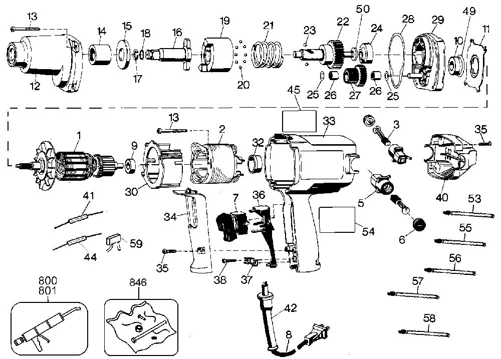 Exploded Diagram A Diagram and Parts List for 2674-33 Type 1 Black and Decker Impact Driver